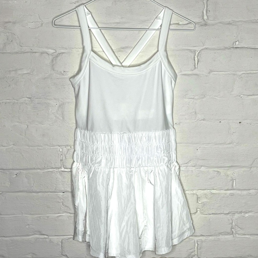 FP Movement by Free People White Smocked Waist Tank Dress